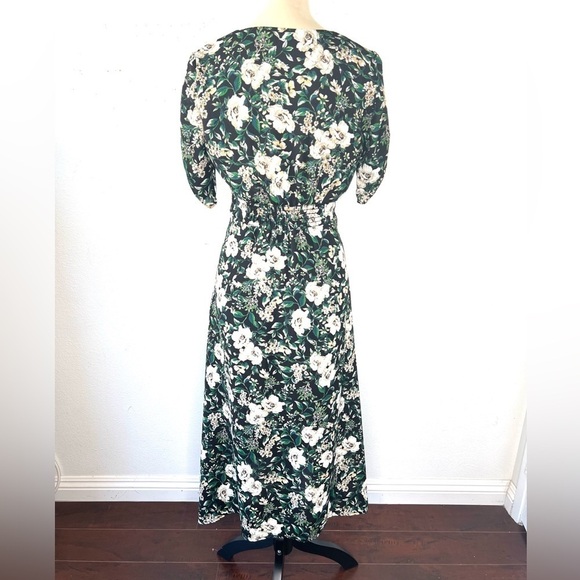 ASTR The Label Floral Midi Dress Button Down Green High Low Hem Size Small - Picture 4 of 12